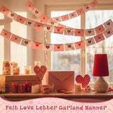 2 Pcs 19.7 Ft Valentine Love Letter Felt Heart Envelope Hanging Banner