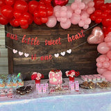 Our Little Sweetheart Is One Glitter Banner Valentine First Birthday Party Decor