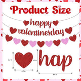 Glitter Happy Valentines Day Banner Red Pink Heart Garland Valentines Party Home Decor