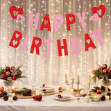 Valentines Day Birthday Banner Glitter Heart Hanging Banner Party Home Decor