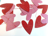 Red Glitter Happy Valentines Day Banner Heart Garland Valentines Party Decor