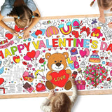 Valentines Day Activity Poster 315x72 Inch Coloring Banner Table Cover Party Decor