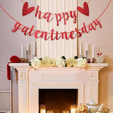 Happy Galentines Day Banner Red Glitter Heart Garland Party Decor for Friends
