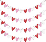 4 Pack Glitter Heart Garland Banner Red Pink White Valentines Home Party Decor
