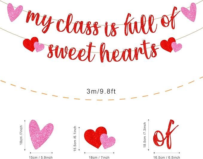 My Class is Full of Sweetheart Banner Red Glitter Valentines Day Classroom Decor