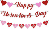Red Pink Glitter Happy Valentines Conversation Heart Banner Home Office Decor