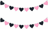 2 Pack Black Pink Heart Garland Felt Valentines Gothic Party Decor
