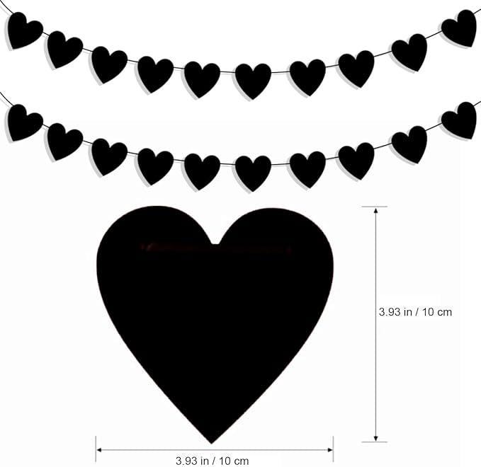 2 Pack Black Heart Garland Banner Gothic Emo Valentines Bachelorette Party Decor