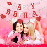 Glitter Valentines Birthday Banner Pre Strung Red Heart Garland Galentines Party Decor