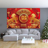 2026 Year of the Horse Banner, Lunar New Year Backdrop (71x43 Inch)