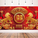 2026 Year of the Horse Banner, Lunar New Year Backdrop (71x43 Inch)