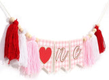 Valentines Day Love Banner Pink Gingham Heart Tassel Garland Party Decor