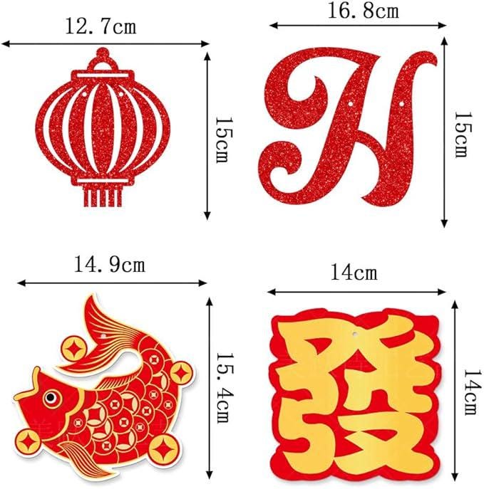 14pcs Chinese New Year Hanging Swirls Banner Snake Year Ceiling Decor
