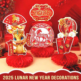 10 Pcs 2026 Lunar New Year Honeycomb Centerpieces Red Gold Table Toppers