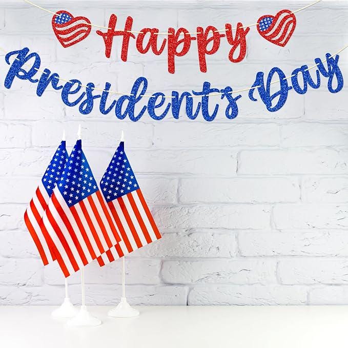 Presidents Day Banner Patriotic Classroom and Home Decor Happy Celebration Decorations