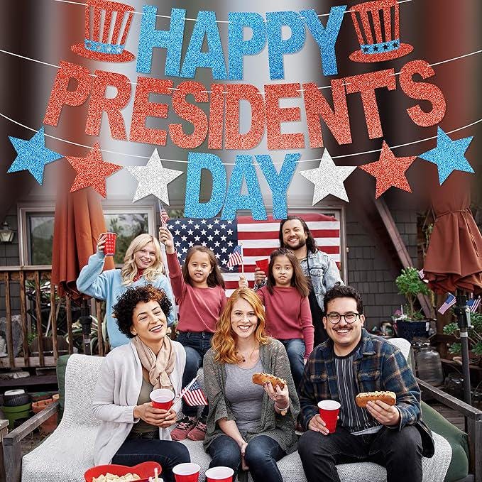 Happy Presidents Day Banner Party Decorations Patriotic Decor for Classroom and Home