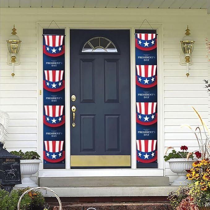 Presidents Day Porch Banner, Patriotic Party Decor (12x71 Inch)
