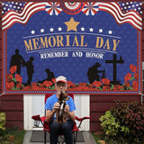 Memorial Day Banner 72 by 48 Inch Patriotic USA Heroes Indoor Outdoor Party Backdrop