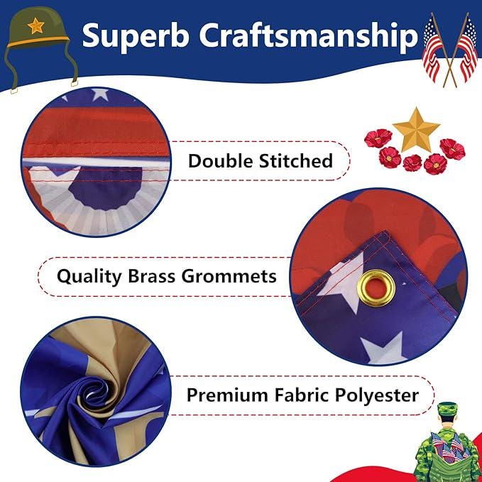 Memorial Day Banner 72 by 48 Inch Patriotic USA Heroes Indoor Outdoor Party Backdrop