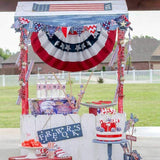 Pleated Fan Flag Bunting (2 Pack) - Patriotic 3x1.5 ft American Banner