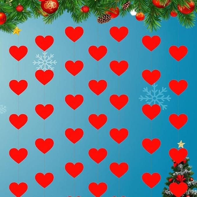 Red Heart Garland Banners 51 Ft 6 Pc Heart String Streamers Valentines Party Decorations