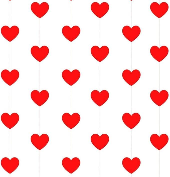 Red Heart Garland Banners 51 Ft 6 Pc Heart String Streamers Valentines Party Decorations