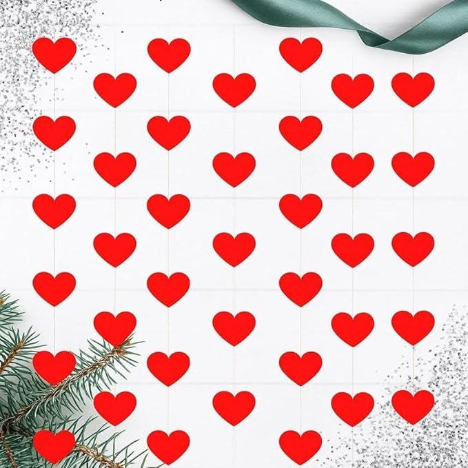 Red Heart Garland Banners 51 Ft 6 Pc Heart String Streamers Valentines Party Decorations