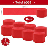 8 Rolls Red Crepe Paper Streamers 656 Ft Party Decorations Valentines Birthday Carnival
