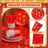 171 Pcs Chinese New Year Party Supplies Kit For 24 Guests Disposable Tableware