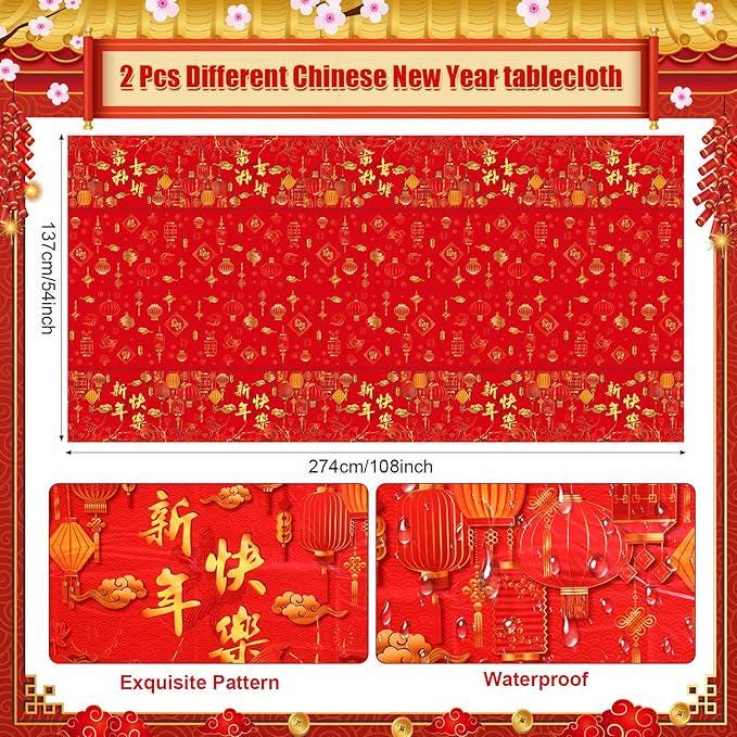 171 Pcs Chinese New Year Party Supplies Kit For 24 Guests Disposable Tableware