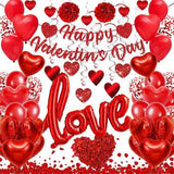 Valentines Day Decorations Red Heart Balloons Rose Petals Hanging Swirls for Wedding