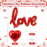 Love Balloons 24 Inch Red Foil Banner with 18 Inch Heart Balloons for Valentines Day