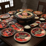96 Pcs Hibachi Plates Napkins Japanese Style Disposable Tableware For 24 Guests