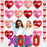 18 Pcs Valentines Galentines Day Balloons XOXO Letters Love Foil Heart Garlands Wedding Party