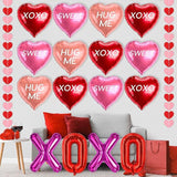 18 Pcs Valentines Galentines Day Balloons XOXO Letters Love Foil Heart Garlands Wedding Party