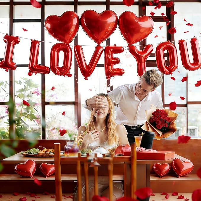 I Love You Balloons with Heart Balloons 500 Rose Petals Love Balloon Valentines Wedding Party