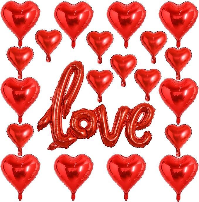 Red Heart Balloons and Love Balloon Kit 21 Pcs Valentines Wedding Party Decorations