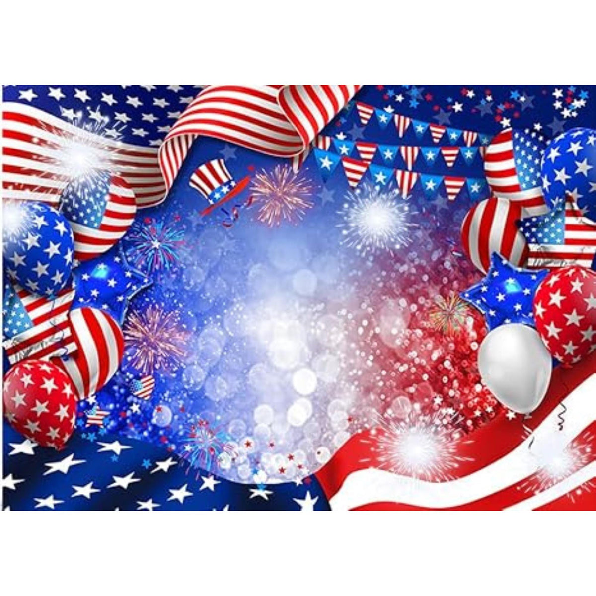 7x5ft Patriotic Photography Backdrop American Flag Balloon President Day Party Banner