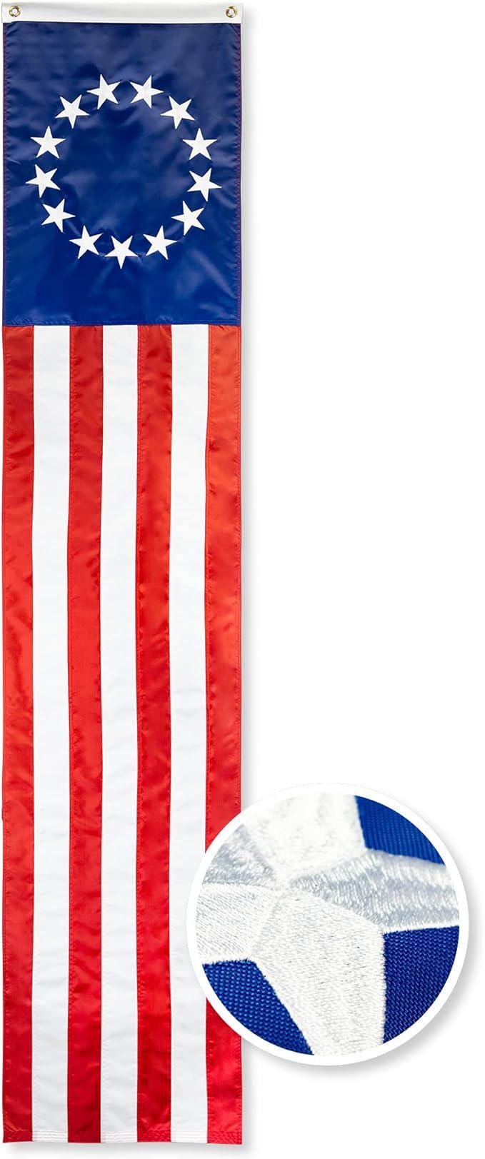 Betsy Ross American Patriotic Bunting Flag 13 Stars 7 Stripes Decorative 20x8 Feet