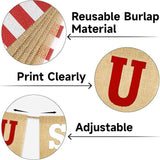 USA Burlap Banner 9.8FT Red White Blue Patriotic Garland President Day Party Decor