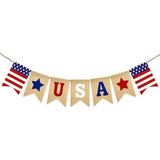 USA Burlap Banner 9.8FT Red White Blue Patriotic Garland President Day Party Decor