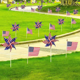 American Flags Patriotic Pinwheels 24 Pack Small USA Flags On Stick President Day Party