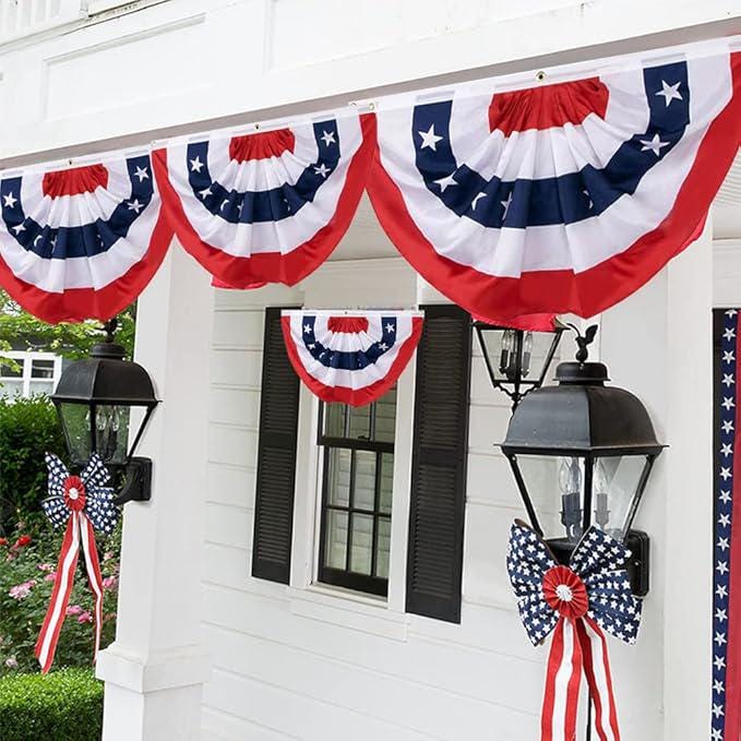 1.5x3 Ft Pleated Fan Flag 4 Pack Patriotic American Bunting President Day Decoration