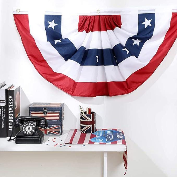1.5x3 Ft Pleated Fan Flag 4 Pack Patriotic American Bunting President Day Decoration