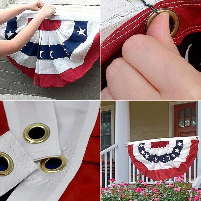 2x4 Ft Pleated Fan Flag 2 Pack Patriotic American Bunting President Day Decoration