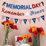Pre Strung Memorial Day Banner Decorations Glitter Red Blue Silver Patriotic President Day Garland