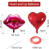 10 Pcs Red Heart Lip Balloons with Ribbon for Valentines Day Wedding Anniversary Party Decor