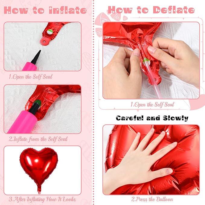 100 Pcs Red Heart Foil Balloons 18 Inch Valentines Day Love Balloon Party Decor