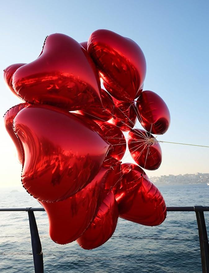 I Love You Balloons and Heart Balloon Kit with Rose Petals for Valentines Day Wedding Anniversary Party