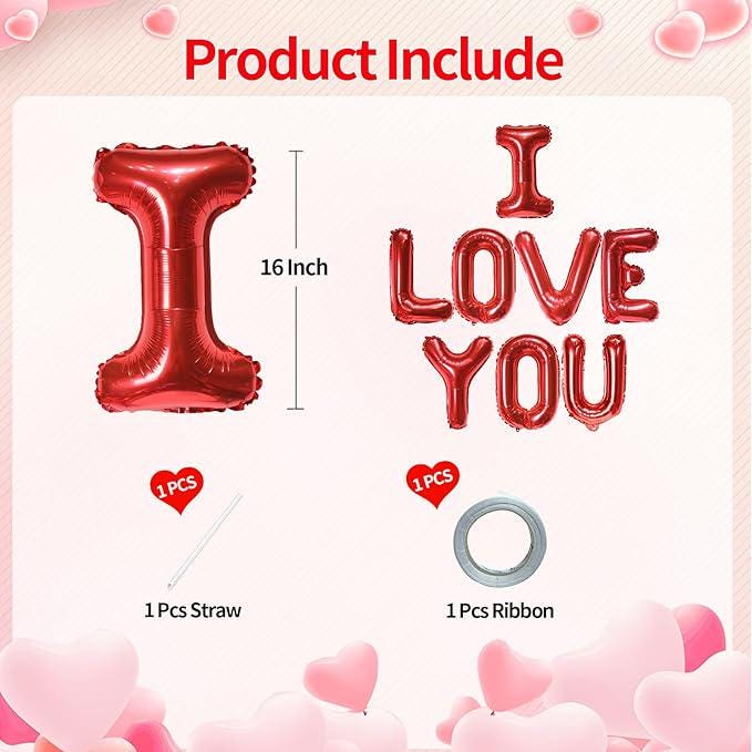 16 Inch Red I Love You Letter Foil Balloons for Wedding Anniversary Engagement Valentines Day Party